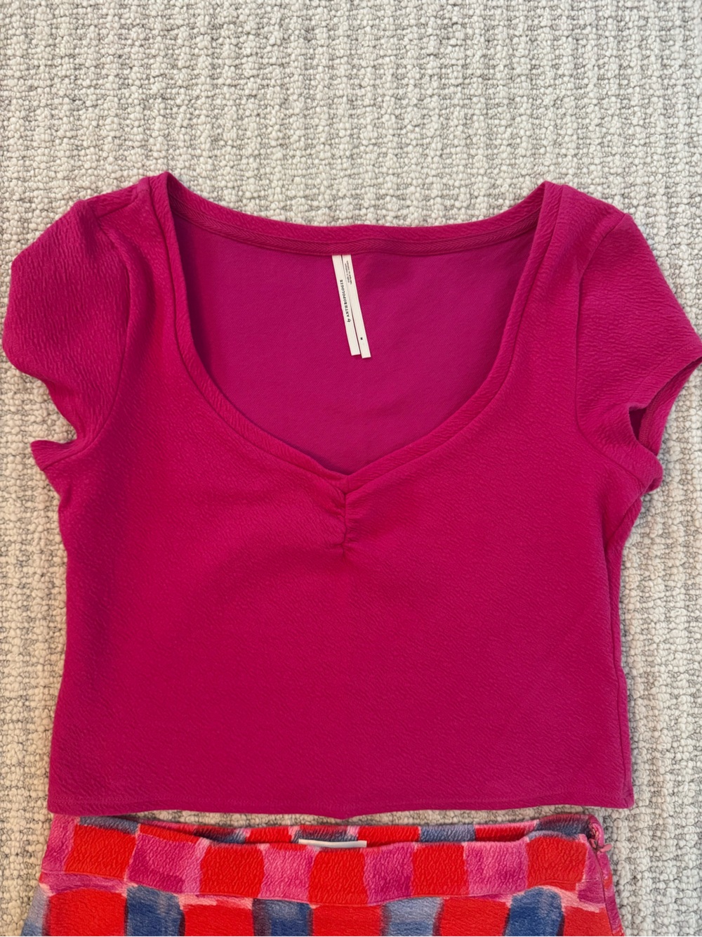 Anthropologie Fuchsia Short-Sleeve Scoop Neck Shirt